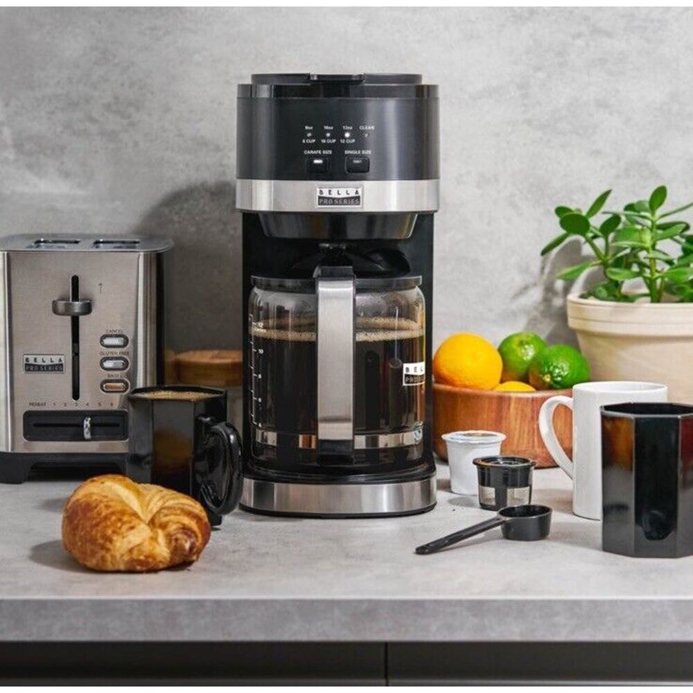 Bella Pro Series - Single Serve & 12-Cup Coffee Maker Combo - Black - BRAND NEW